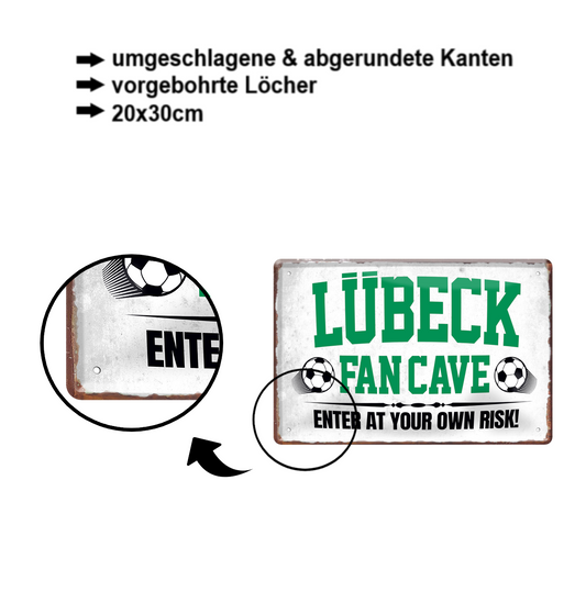 Blechschild ''Lübeck Fan Cave'' 20x30cm