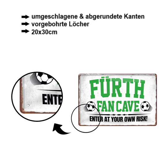 Blechschild ''Fürth Fan Cave'' 20x30cm