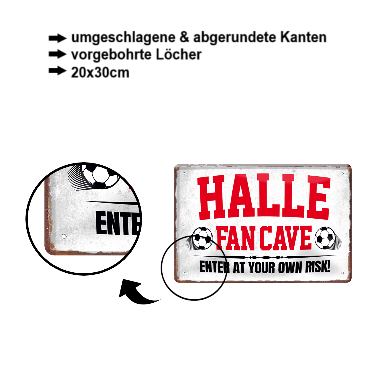 Blechschilder ''Fußball Fan Cave 4 von 5'' Dortmund Freiburg Köln Mönchengladbach Pauli uvm 20x30cm
