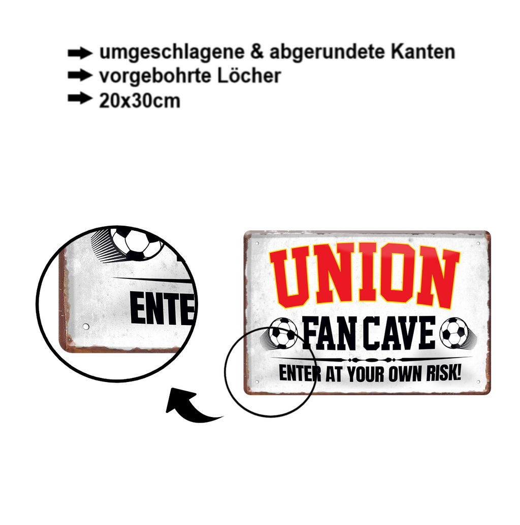 Blechschild ''Union Fan Cave'' 20x30cm