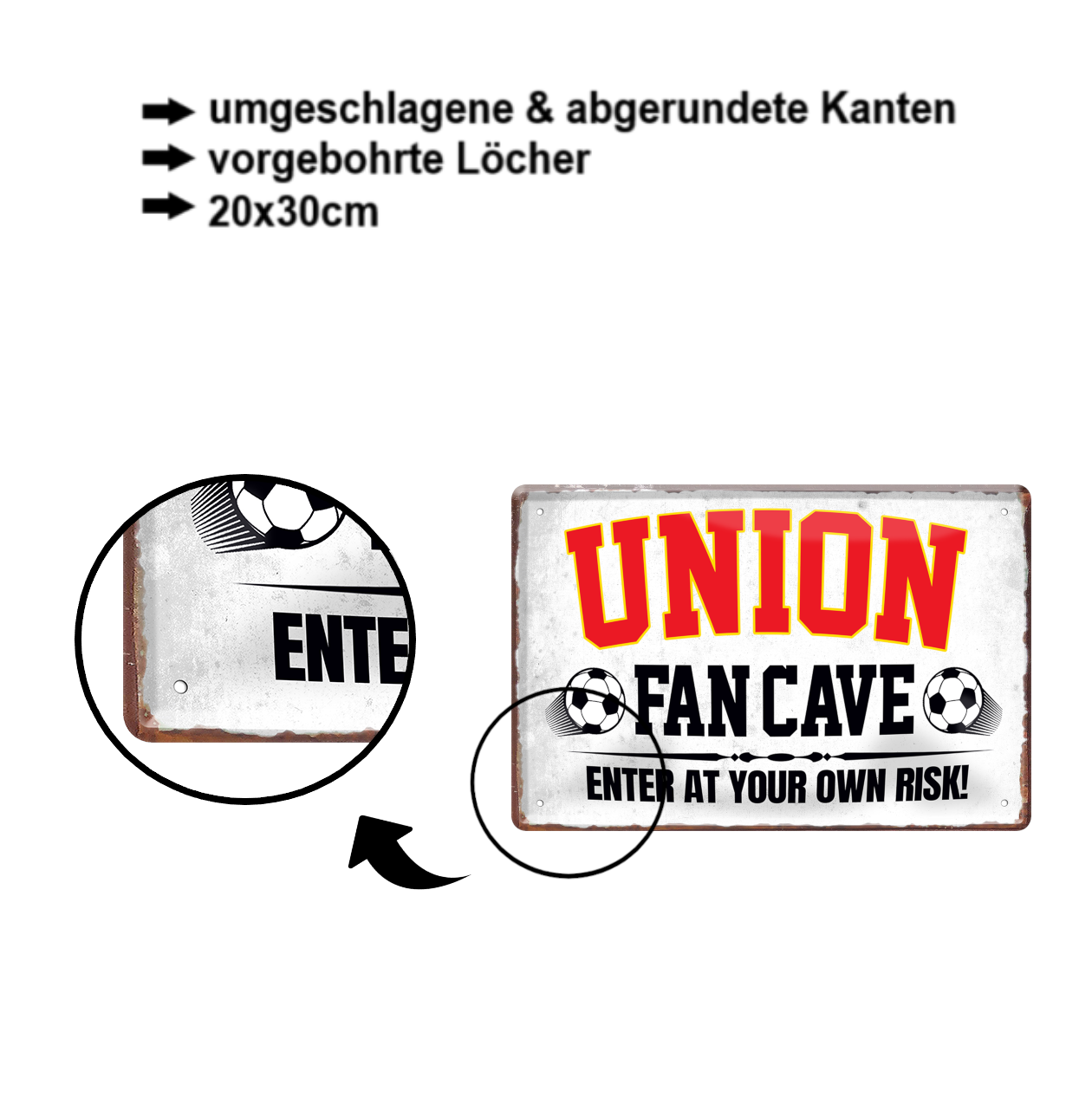 Blechschild ''Union Fan Cave'' 20x30cm