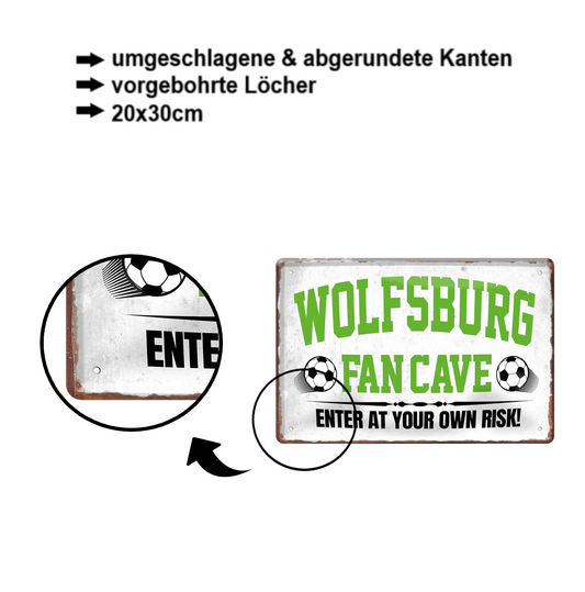 Blechschild ''Wolfsburg Fan Cave'' 20x30cm