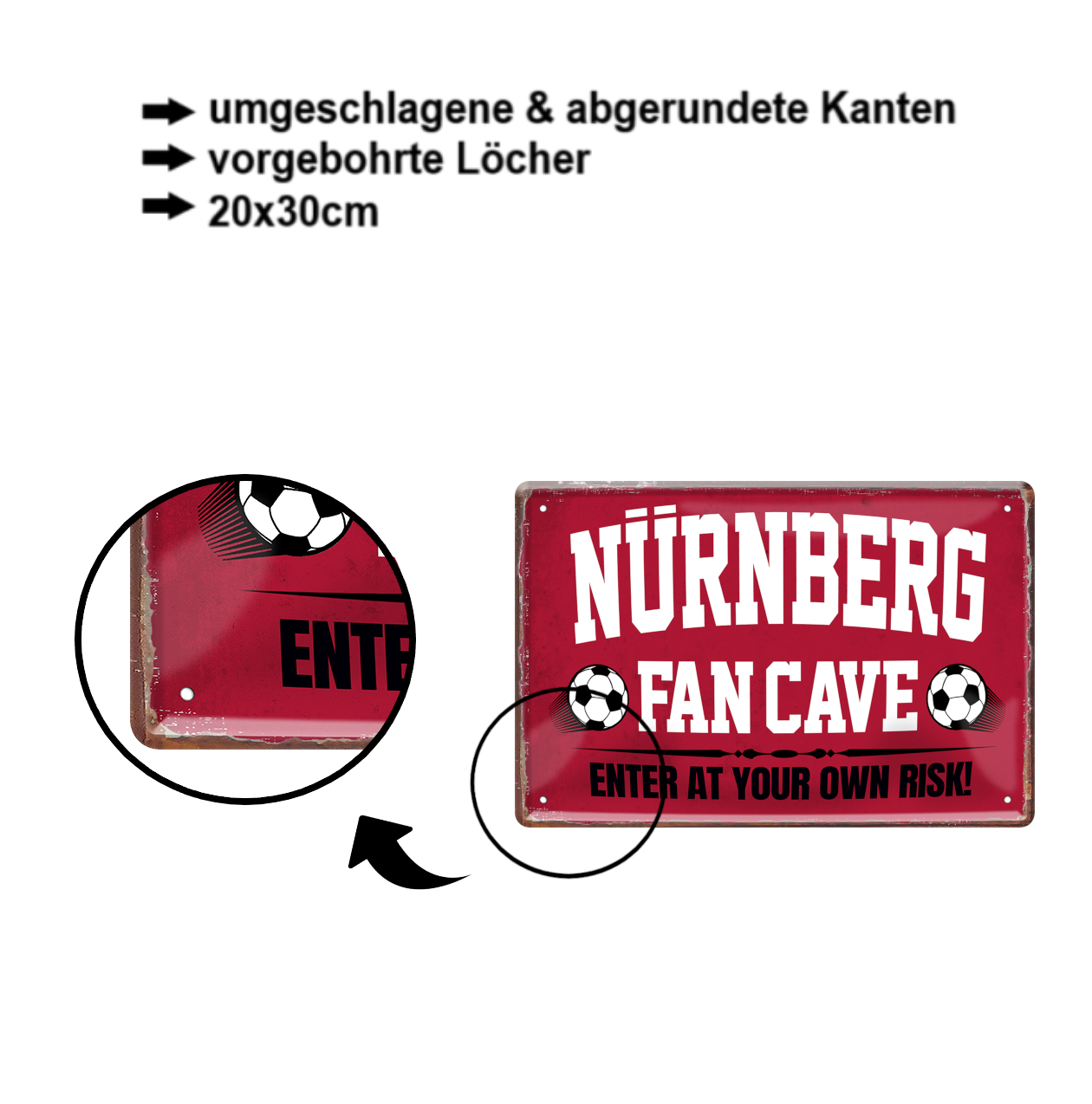 Tin sign "Nuremberg Fan Cave" 20x30cm
