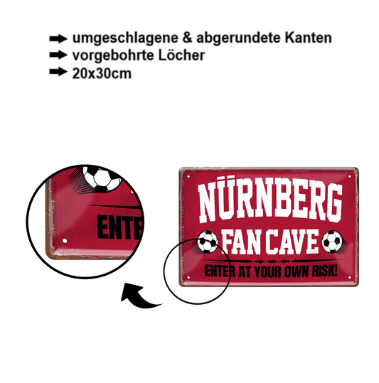 Blechschild ''Nürnberg Fan Cave'' 20x30cm