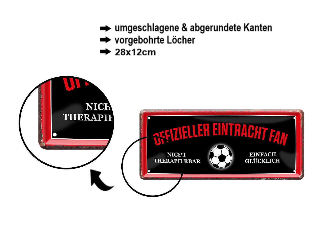 Blechschild ''Offizieller Eintracht Fan'' 28x12cm