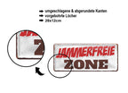 Tin sign "Jammerfrei Zone (grey)" 28x12cm
