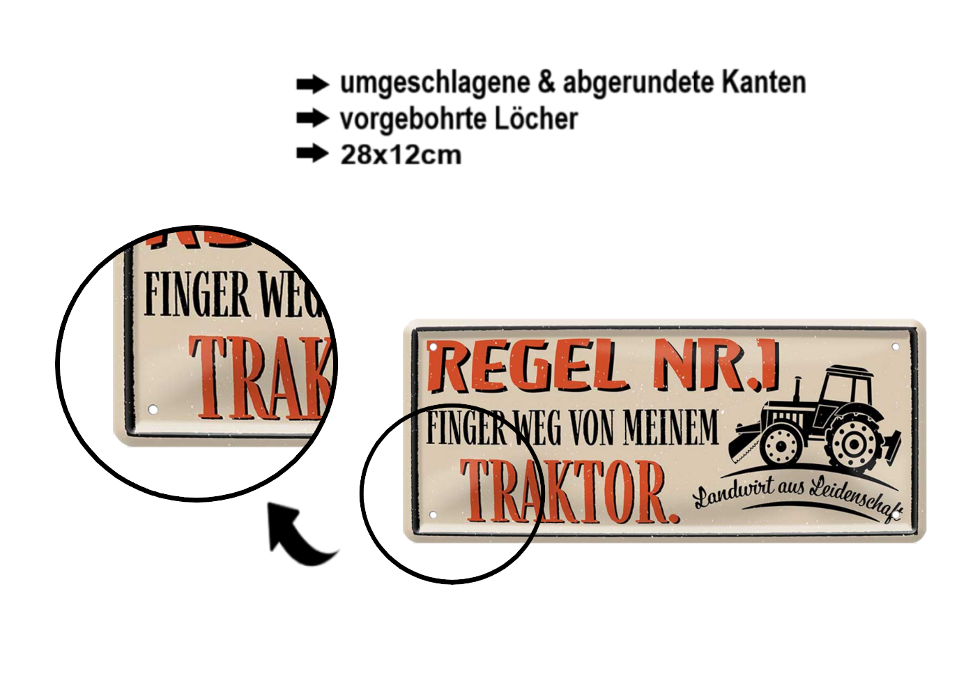 Blechschild ''Regel NR.1 Finger weg von meinem Traktor'' 28x12cm