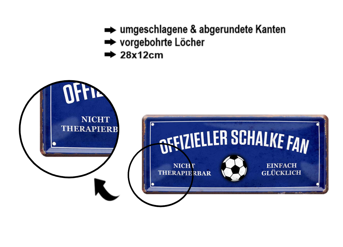 Blechschild ''Offizieller Schalke Fan'' 28x12cm