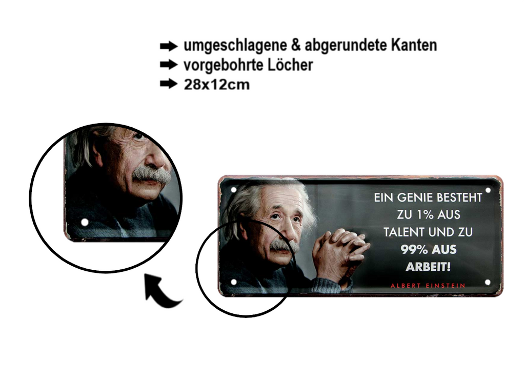 Blechschilder ''Albert Einstein 3 von 4'' 28x12cm diverse Varianten vom beliebten Physiker