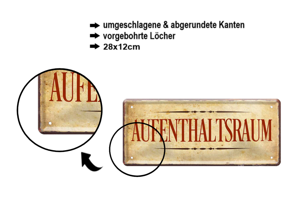 Blechschild ''Aufenthaltsraum'' 28x12cm