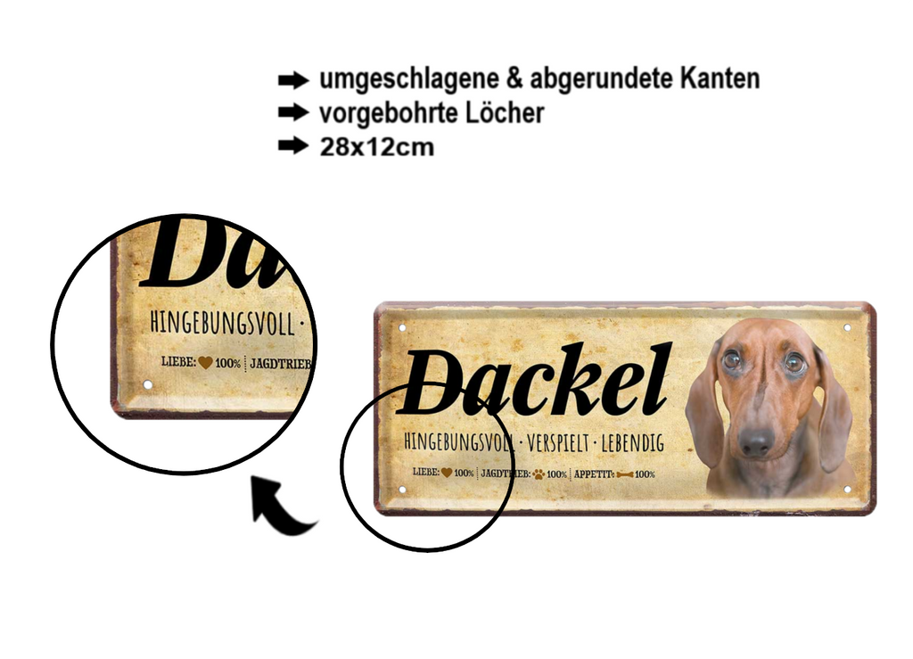 Blechschild ''Dackel'' 28x12cm