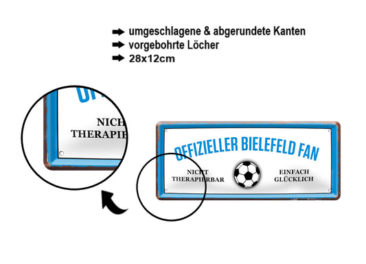 Blechschild ''Offizieller Bielefeld Fan'' 28x12cm