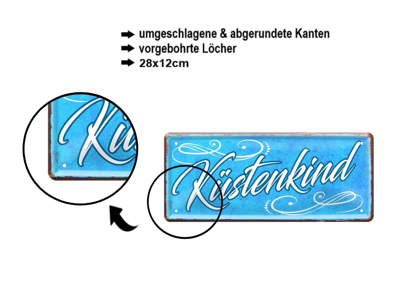 Blechschild ''Küstenkind'' 28x12cm