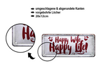 Blechschild ''Happy Wife Happy Life'' 28x12cm