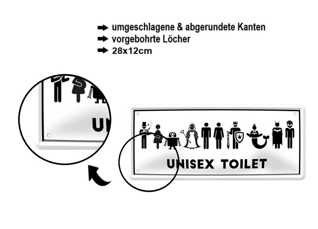 Blechschild ''Unisex Toilet'' 28x12cm