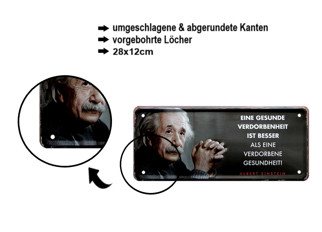 Blechschilder ''Albert Einstein 3 von 4'' 28x12cm diverse Varianten vom beliebten Physiker