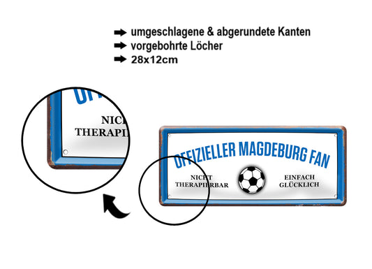 Tin sign "Official Magdeburg Fan" 28x12cm