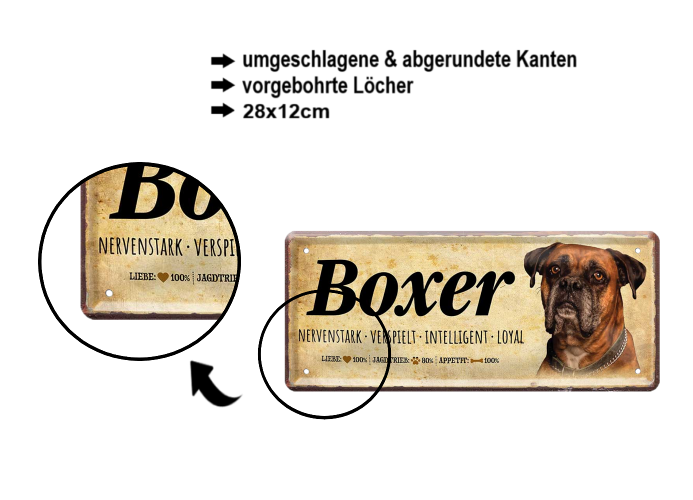 Blechschild ''Boxer'' 28x12cm