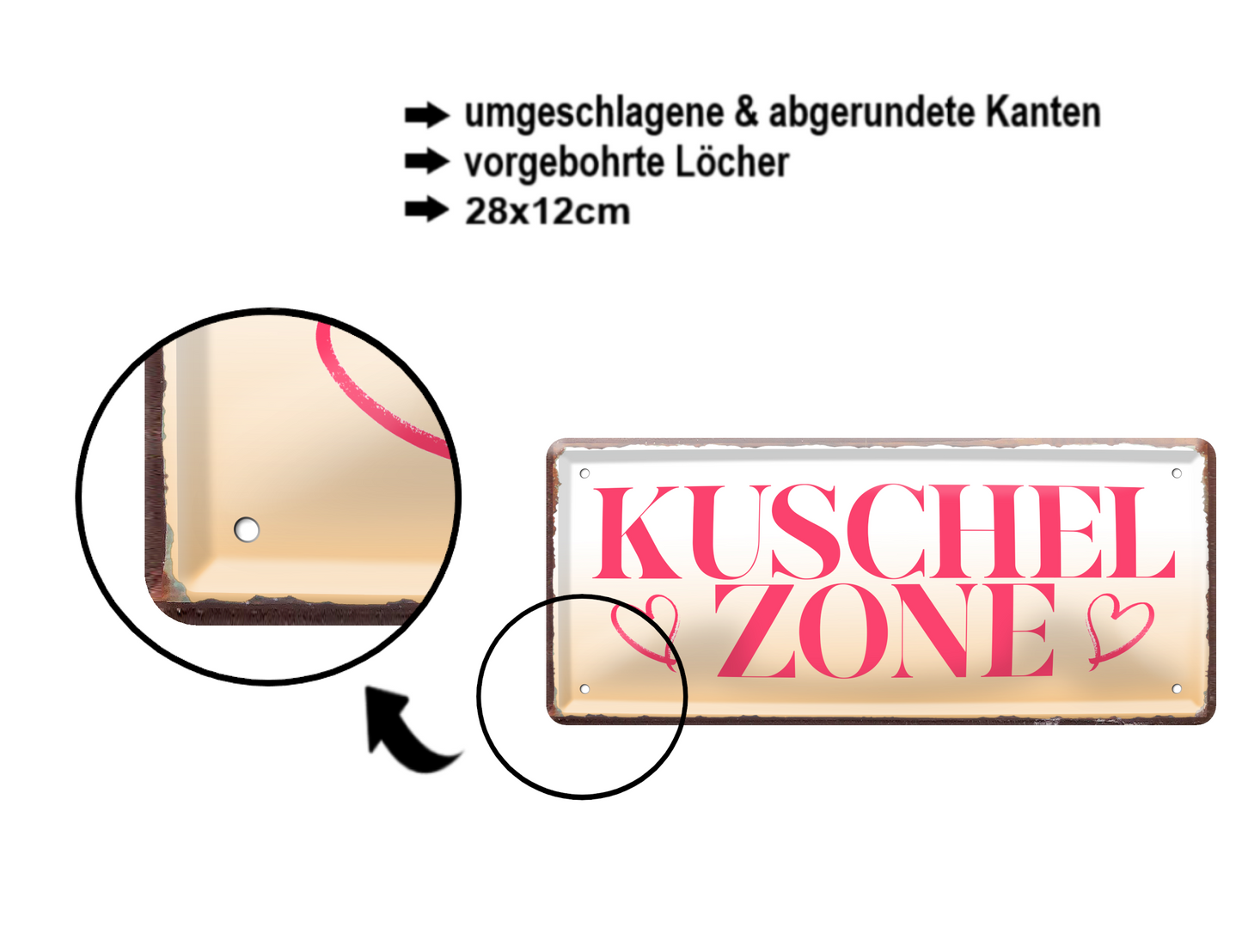 Blechschild ''Kuschelzone'' 28x12cm