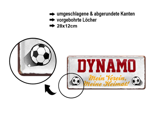 Blechschild ''Dynamo Mein Verein, meine Heimat'' 28x12cm