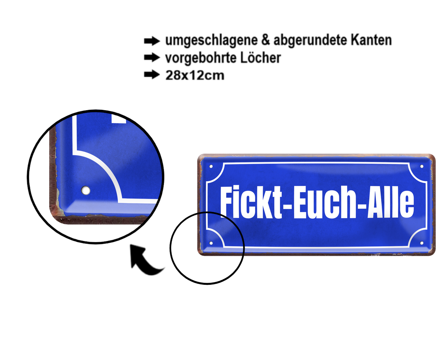 Blechschild ''Fickt-Euch-Alle'' 28x12cm