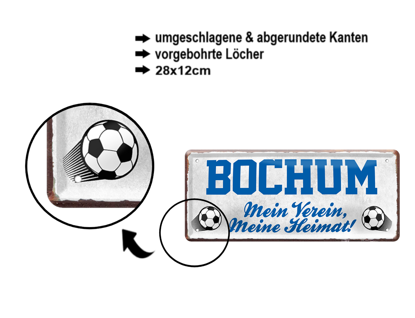 Blechschild ''Bochum Mein Verein, meine Heimat'' 28x12cm