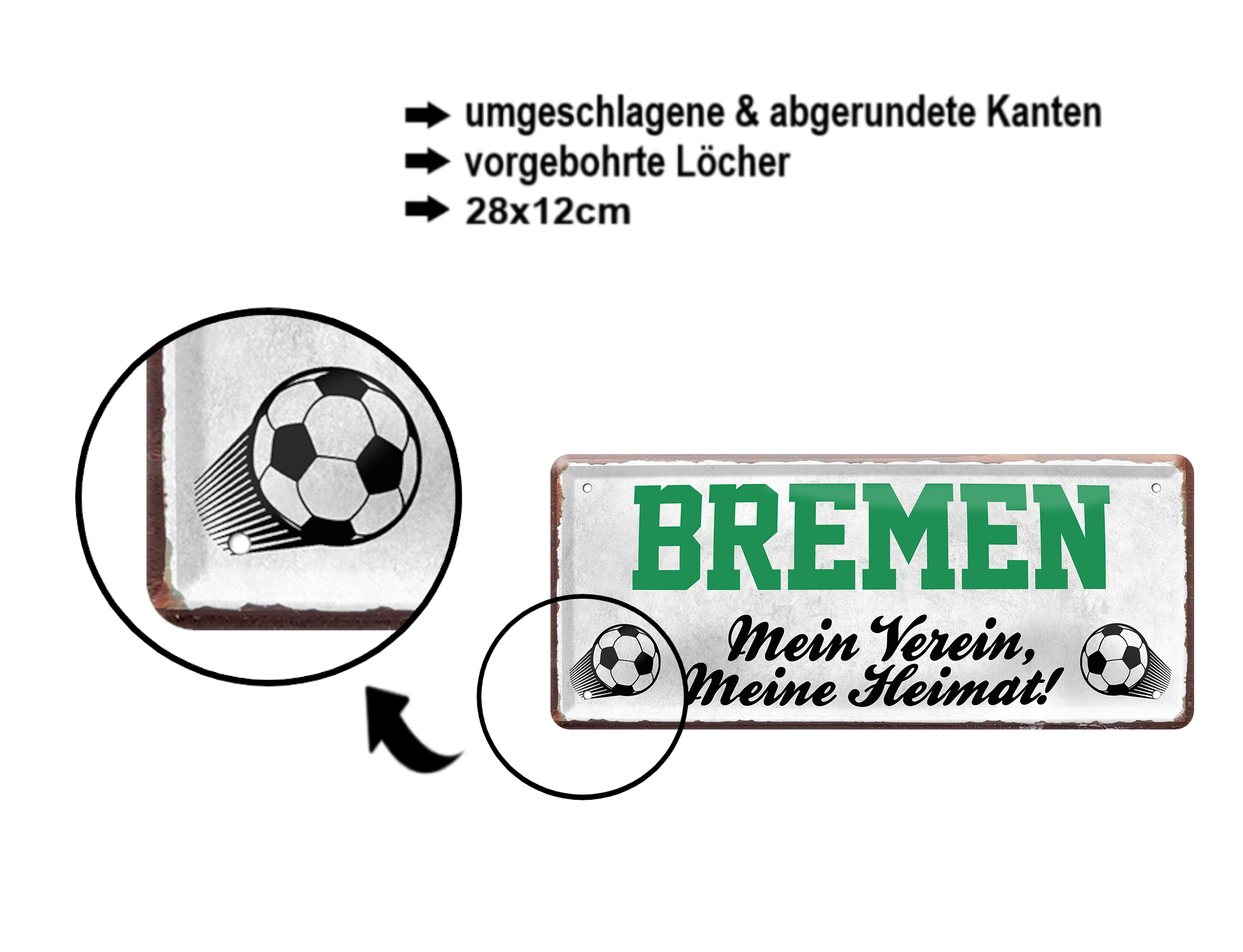 Blechschild ''Bremen Mein Verein, meine Heimat'' 28x12cm