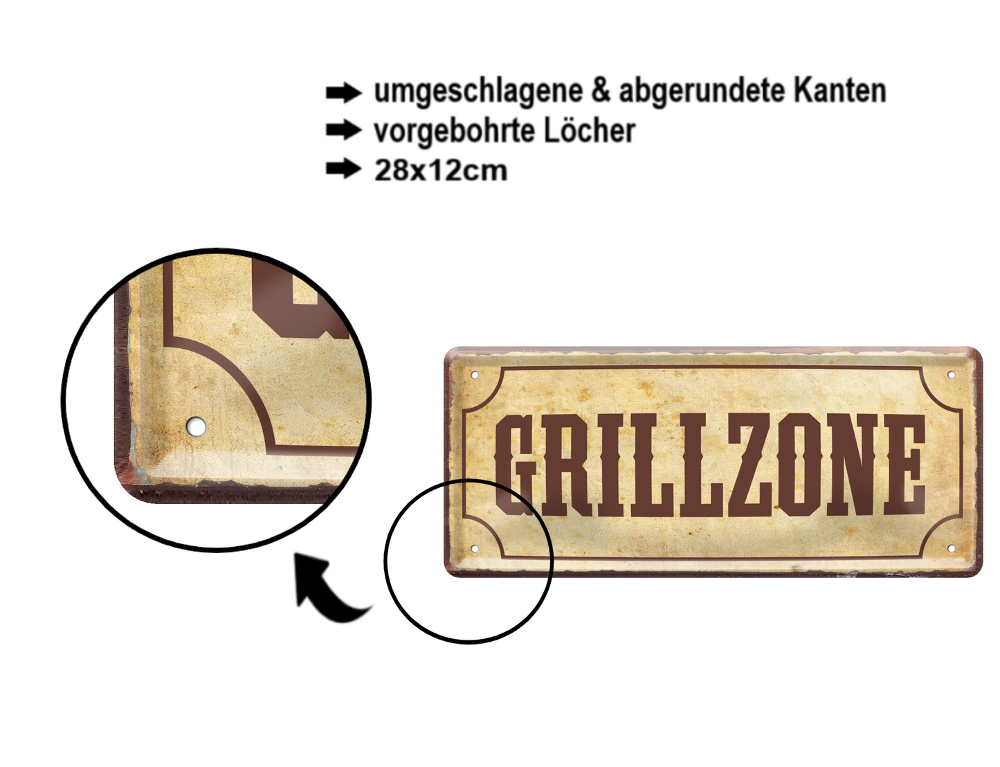 Blechschild ''Grillzone'' 28x12cm
