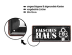 Blechschild ''Falsches Haus (Pistole)'' 28x12cm
