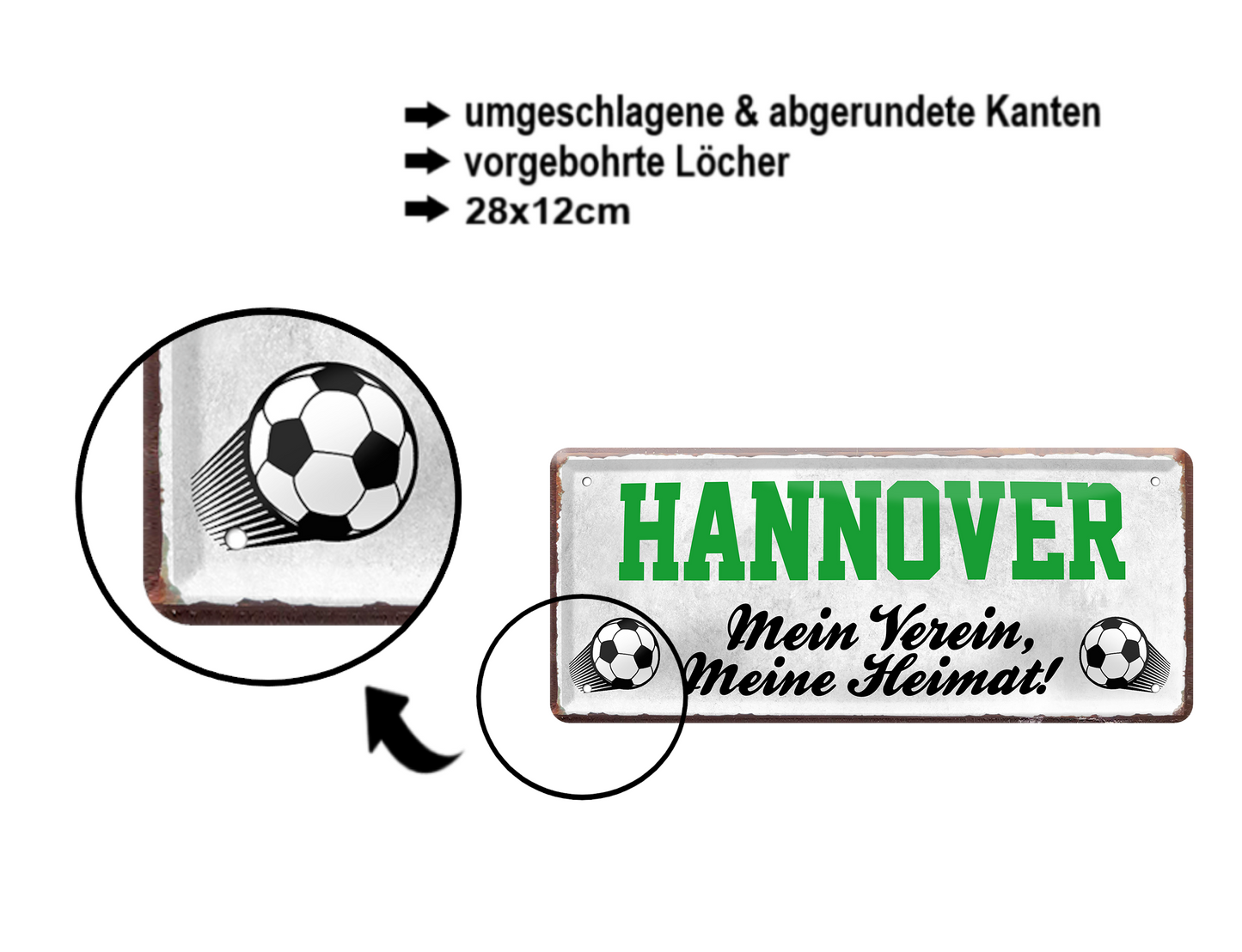 Blechschild ''Hannover Mein Verein, meine Heimat'' 28x12cm
