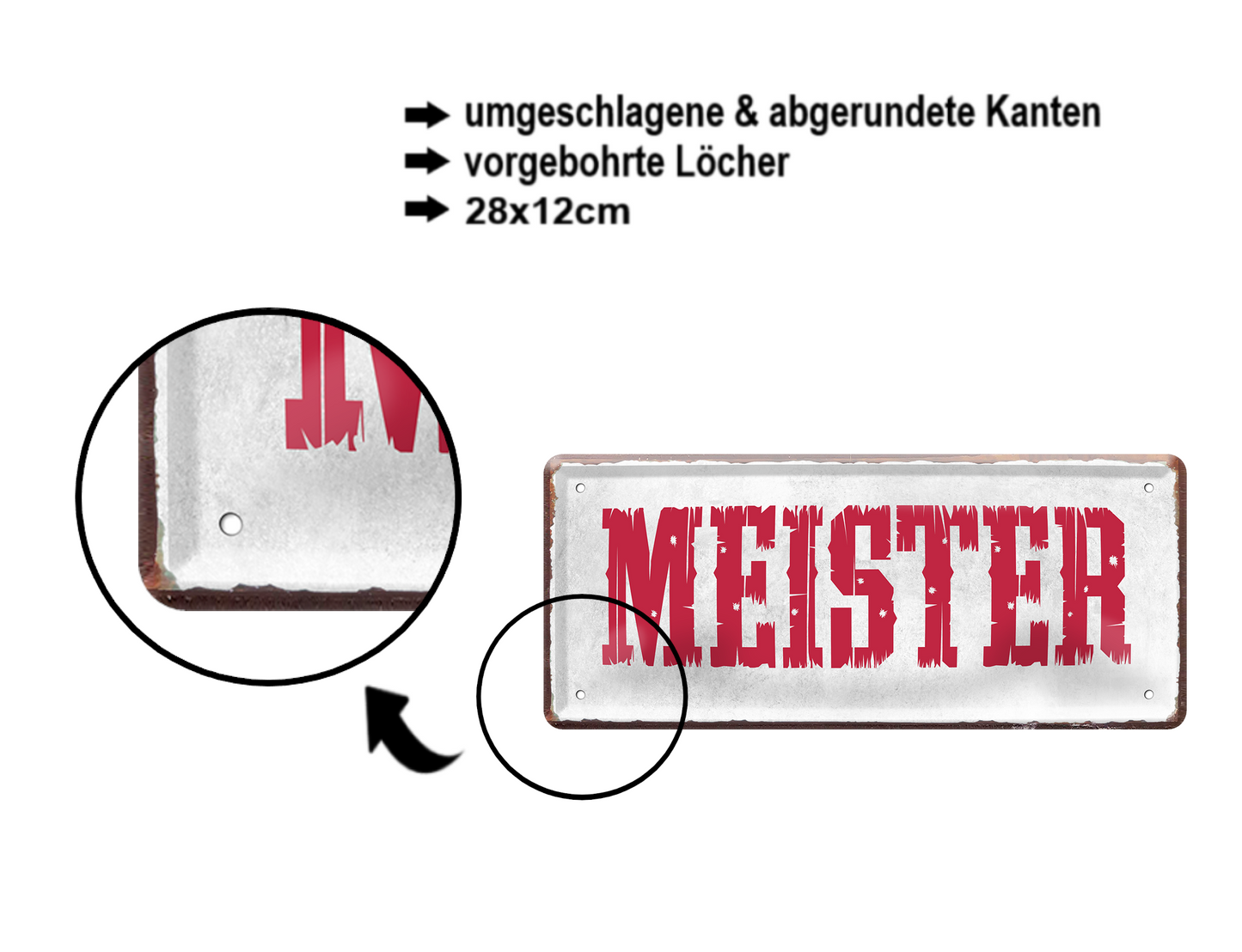 Blechschild ''Meister'' 28x12cm