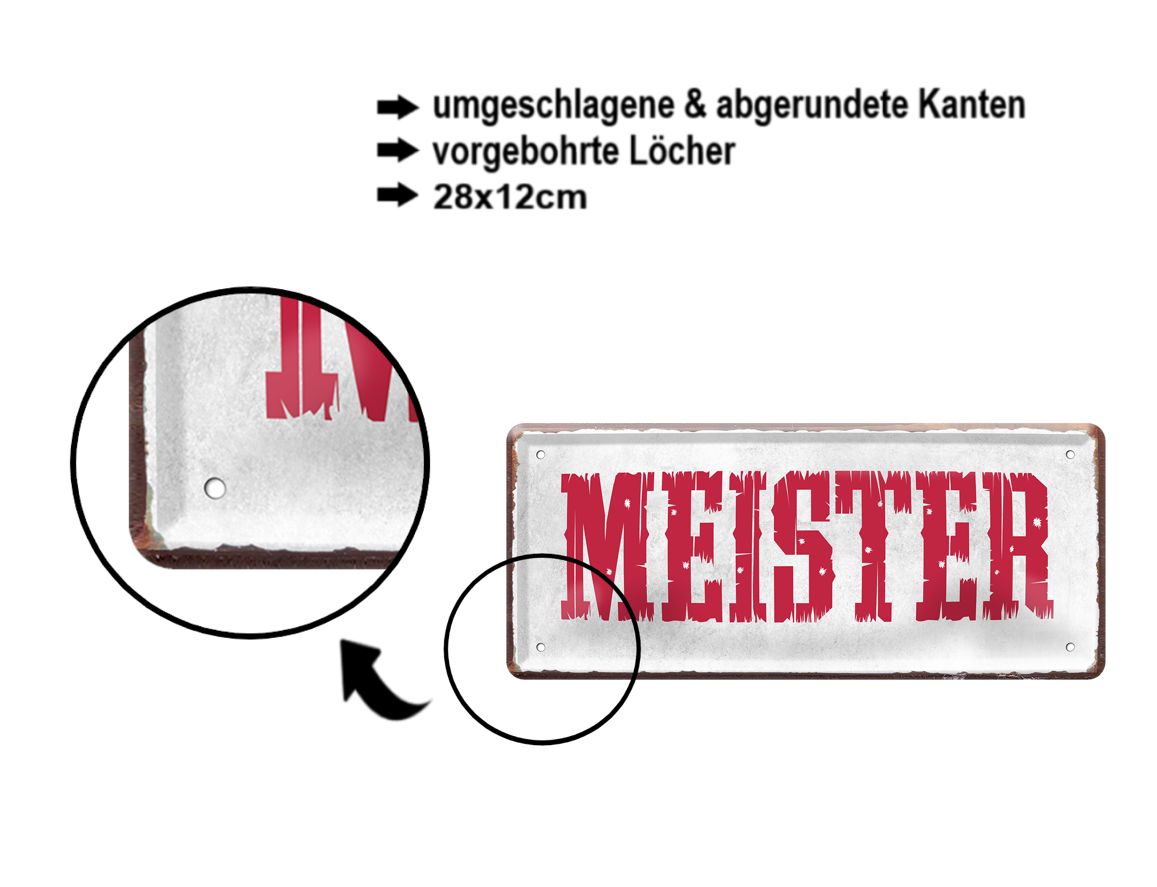 Blechschild ''Meister'' 28x12cm