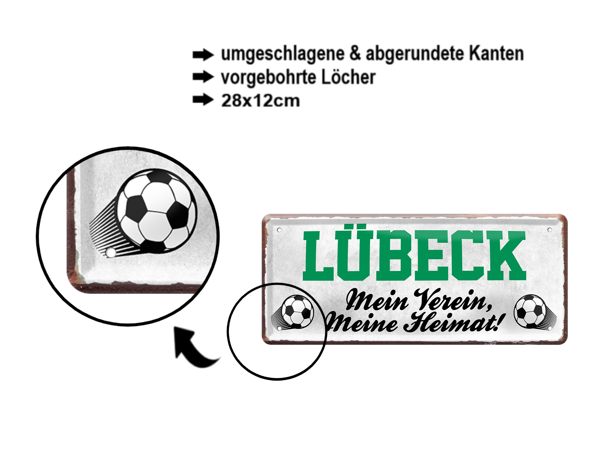 Blechschilder ''Fußball 3 von 5'' Dortmund Freiburg Köln Mönchengladbach Pauli uvm  28x12cm