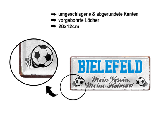 Blechschild ''Bielefeld Mein Verein, meine Heimat'' 28x12cm