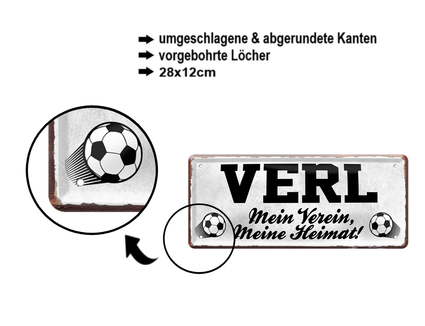 Blechschild ''Verl Mein Verein, meine Heimat'' 28x12cm