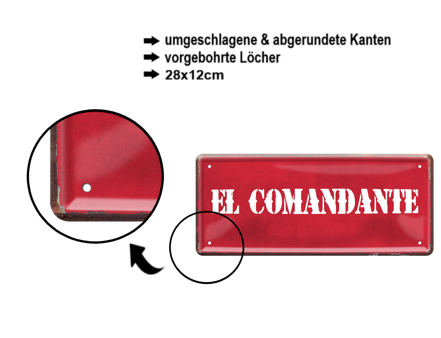 Blechschild ''El Comandate'' 28x12cm