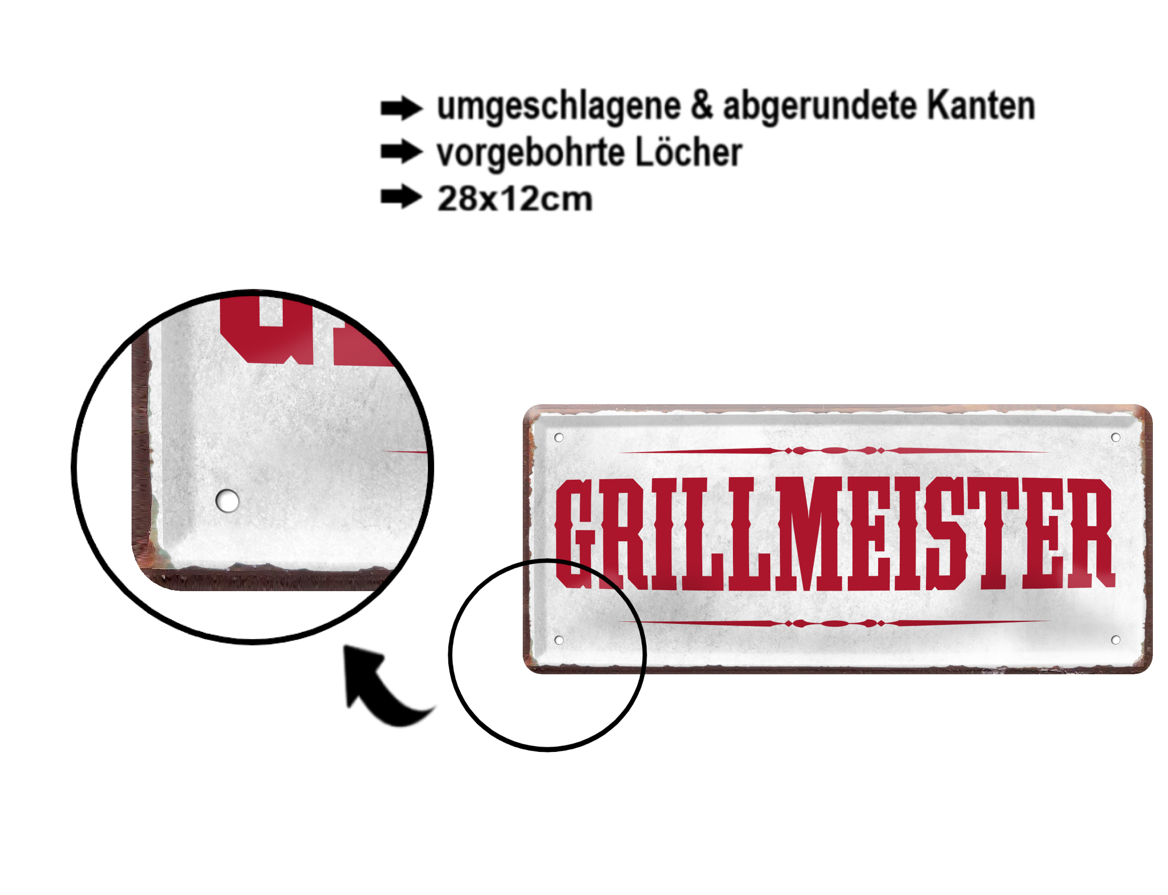 Blechschild ''Grillmeister'' 28x12cm