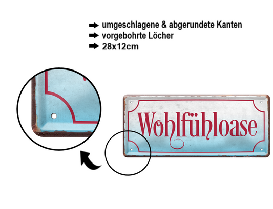 Blechschild ''Wohlfühloase'' 28x12cm