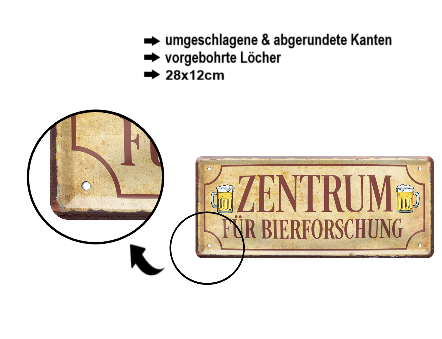 Blechschild ''Zentrum für Bierforschung'' 28x12cm