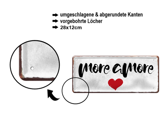 Blechschild ''More Amore'' 28x12cm