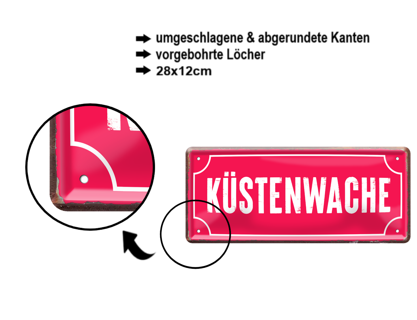 Blechschild ''Küstenwache'' 28x12cm