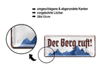 Blechschild ''Der Berg ruft (grau)'' 28x12cm