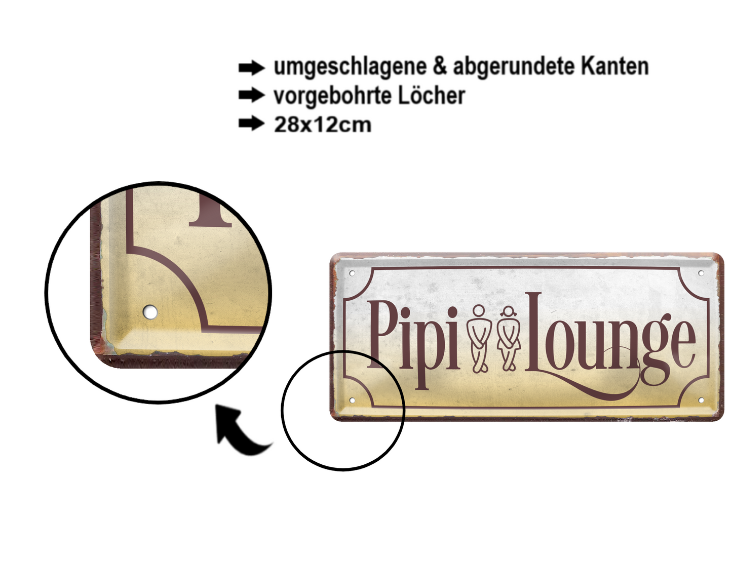 Blechschild ''Pipi Lounge'' 28x12cm