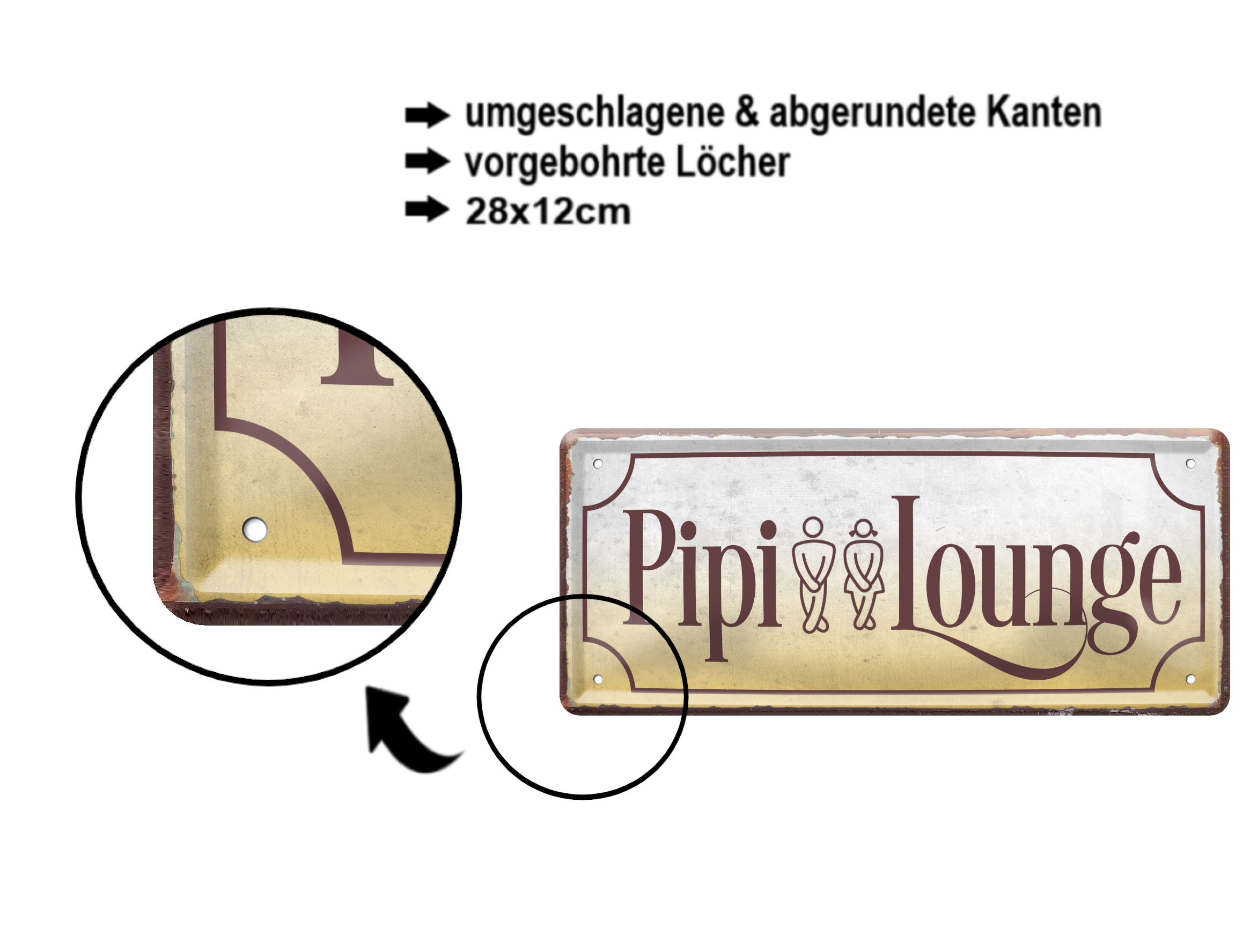 Blechschild ''Pipi Lounge'' 28x12cm