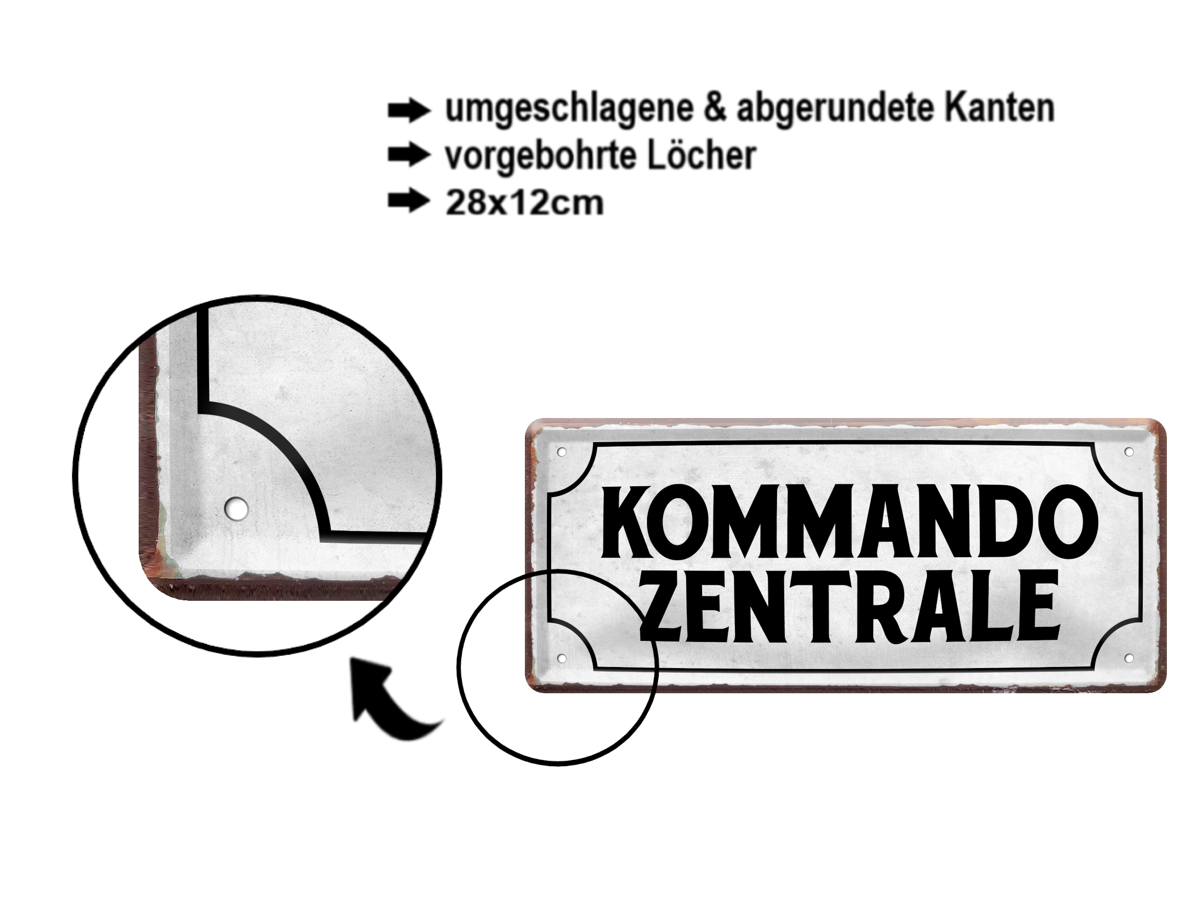 Blechschild ''Kommandozentrale'' 28x12cm