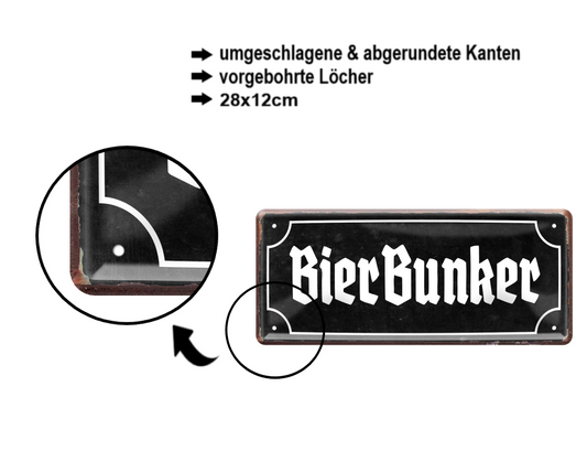 Blechschild ''Bier Bunker'' 28x12cm