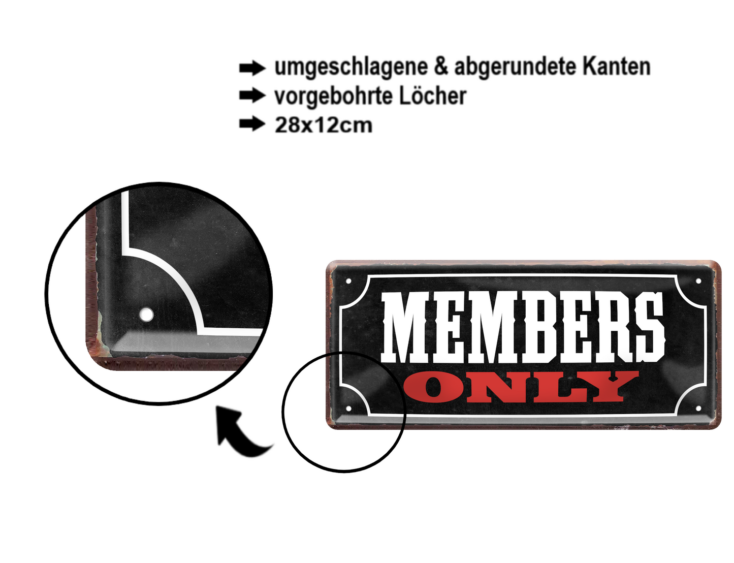Blechschild ''Members Only'' 28x12cm
